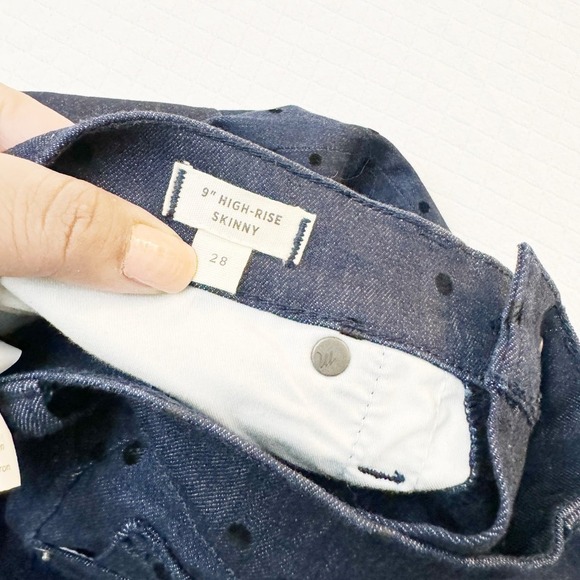 Madewell 9" High Rise Skinny Polka Dot Patterned Denim Jeans Size 28 - Picture 7 of 10